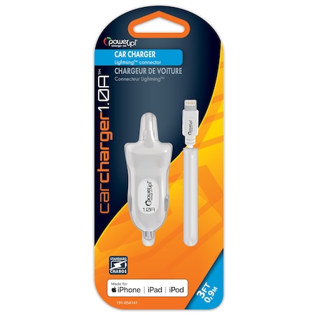 Power Up! DC Car Charger 1.0a-MFI Apple 8-pin 191-054141